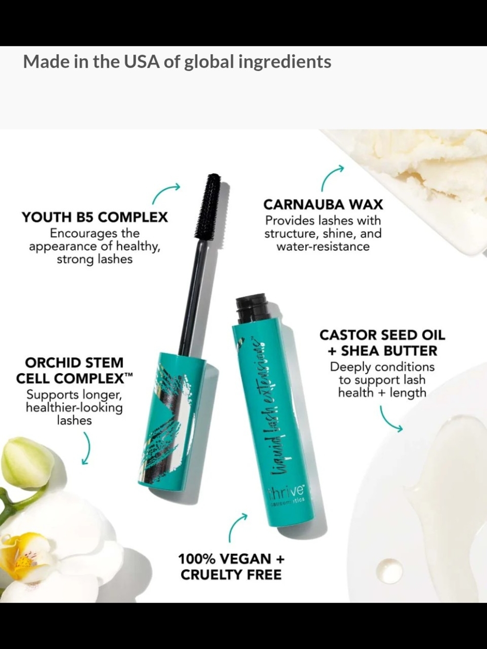 💚Thrive Causemetics Tubing Mascara "Donna" Green , Good For Sensitive Eyes - Picture 3 of 5